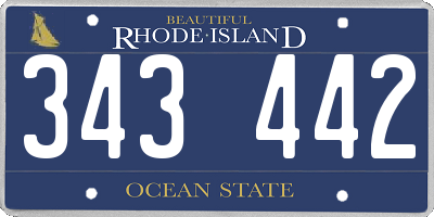 RI license plate 343442