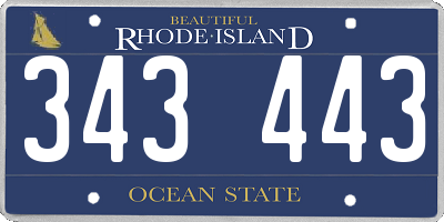 RI license plate 343443