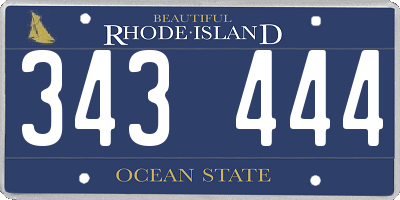 RI license plate 343444