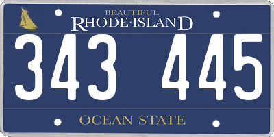 RI license plate 343445