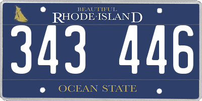 RI license plate 343446