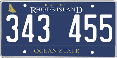 RI license plate 343455