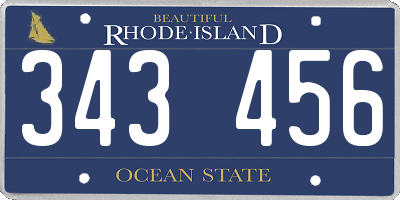 RI license plate 343456