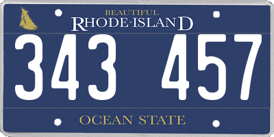 RI license plate 343457