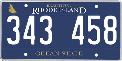 RI license plate 343458