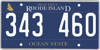 RI license plate 343460