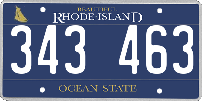 RI license plate 343463