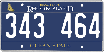 RI license plate 343464