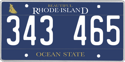 RI license plate 343465