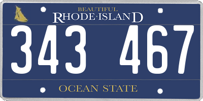 RI license plate 343467