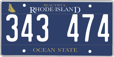 RI license plate 343474