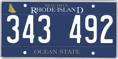 RI license plate 343492