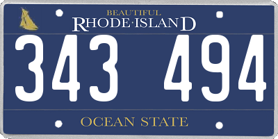 RI license plate 343494