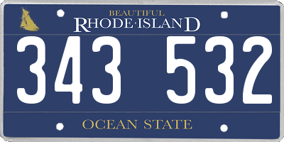 RI license plate 343532