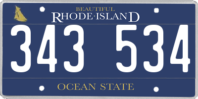 RI license plate 343534