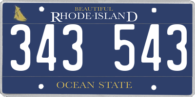 RI license plate 343543