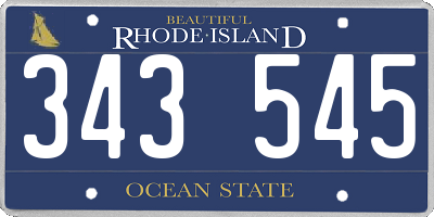 RI license plate 343545
