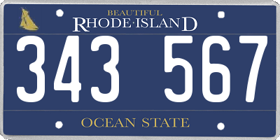 RI license plate 343567