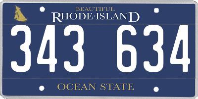 RI license plate 343634
