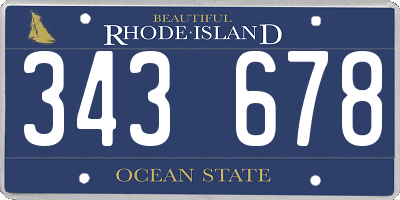RI license plate 343678
