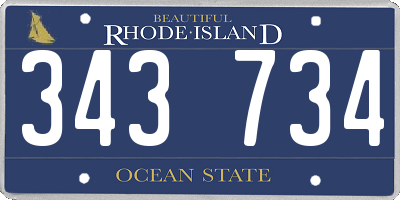 RI license plate 343734