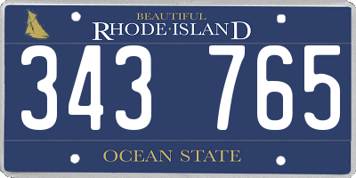 RI license plate 343765