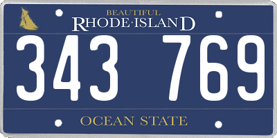 RI license plate 343769