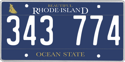 RI license plate 343774
