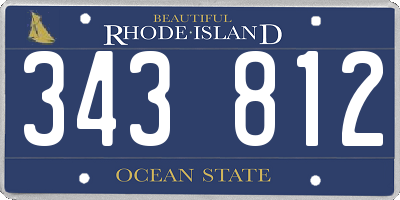 RI license plate 343812