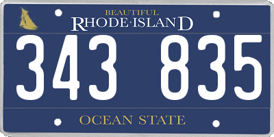 RI license plate 343835