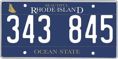 RI license plate 343845