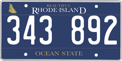 RI license plate 343892