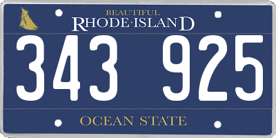 RI license plate 343925