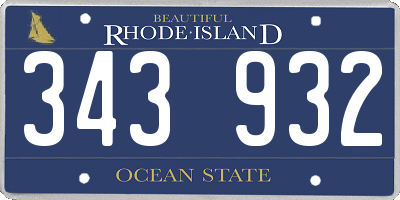 RI license plate 343932