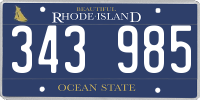 RI license plate 343985