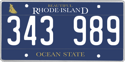 RI license plate 343989