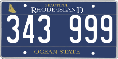 RI license plate 343999