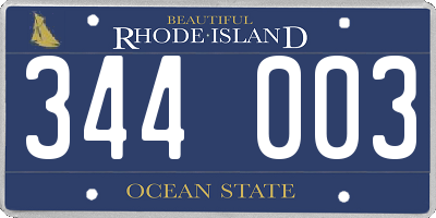 RI license plate 344003