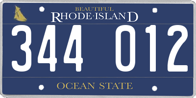 RI license plate 344012