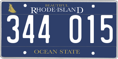 RI license plate 344015