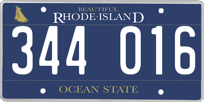 RI license plate 344016