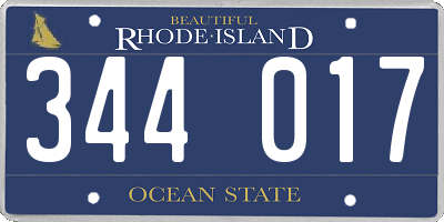 RI license plate 344017