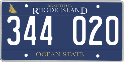 RI license plate 344020