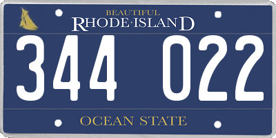 RI license plate 344022