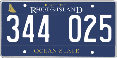 RI license plate 344025
