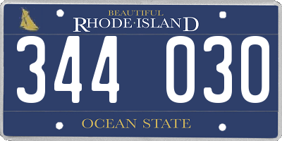 RI license plate 344030