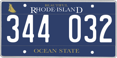 RI license plate 344032