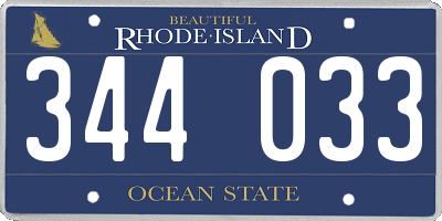 RI license plate 344033