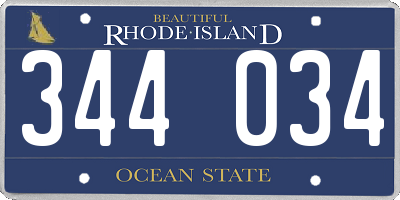 RI license plate 344034