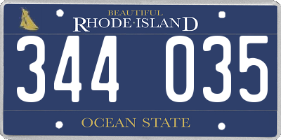 RI license plate 344035
